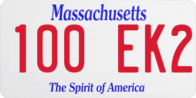 MA license plate 100EK2