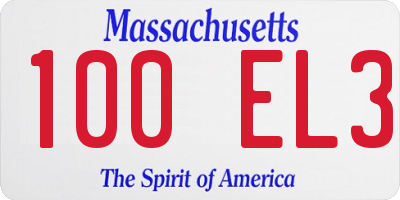 MA license plate 100EL3