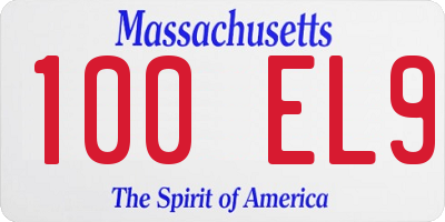 MA license plate 100EL9