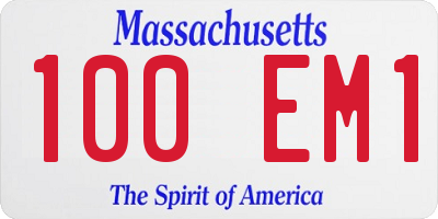 MA license plate 100EM1