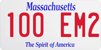 MA license plate 100EM2