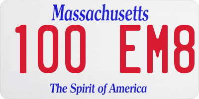 MA license plate 100EM8