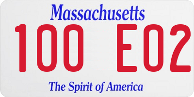 MA license plate 100EO2