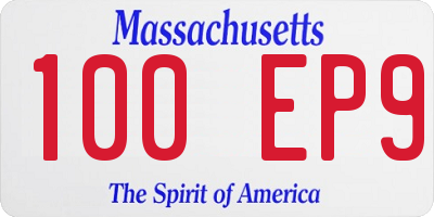 MA license plate 100EP9