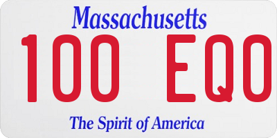 MA license plate 100EQ0