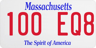 MA license plate 100EQ8