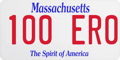 MA license plate 100ER0