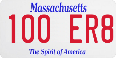 MA license plate 100ER8