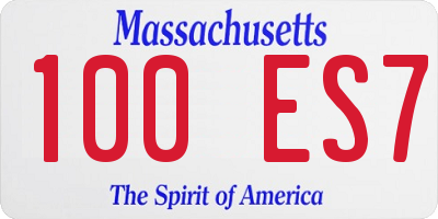 MA license plate 100ES7