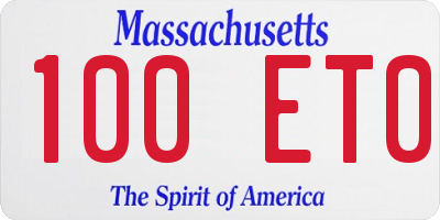 MA license plate 100ET0