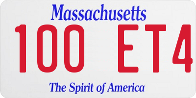 MA license plate 100ET4