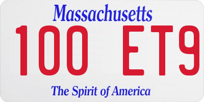 MA license plate 100ET9
