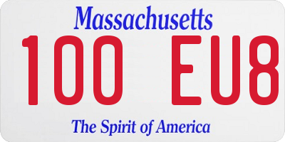 MA license plate 100EU8