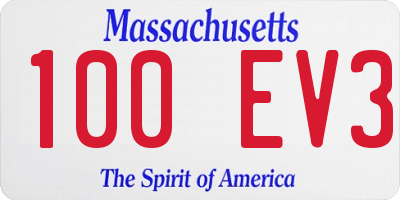 MA license plate 100EV3