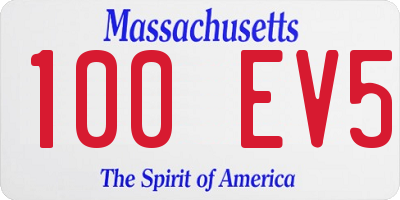 MA license plate 100EV5