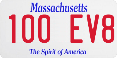 MA license plate 100EV8