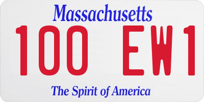 MA license plate 100EW1