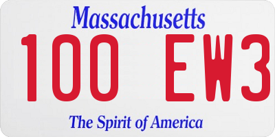 MA license plate 100EW3