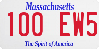 MA license plate 100EW5