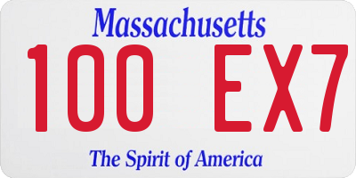 MA license plate 100EX7