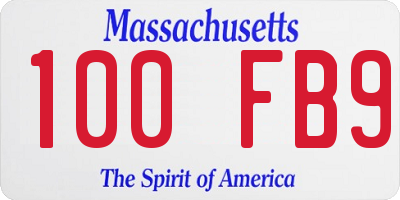 MA license plate 100FB9