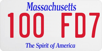MA license plate 100FD7