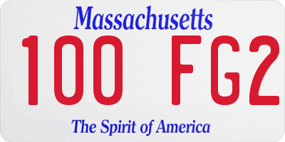 MA license plate 100FG2