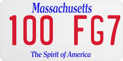MA license plate 100FG7