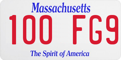 MA license plate 100FG9