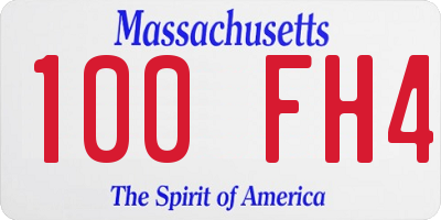MA license plate 100FH4