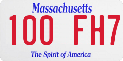 MA license plate 100FH7