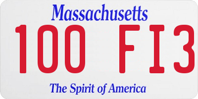 MA license plate 100FI3