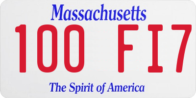 MA license plate 100FI7