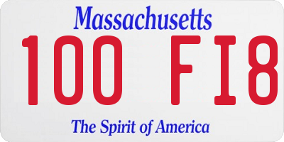 MA license plate 100FI8