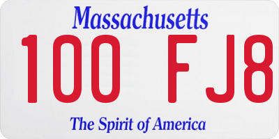 MA license plate 100FJ8