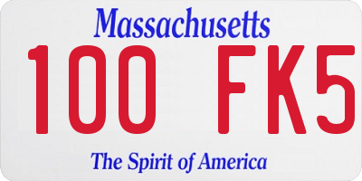 MA license plate 100FK5