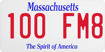 MA license plate 100FM8