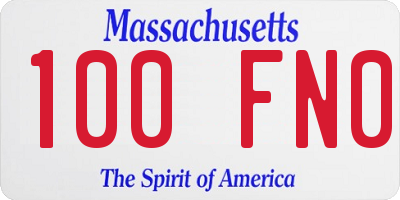 MA license plate 100FN0