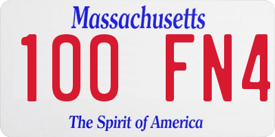 MA license plate 100FN4