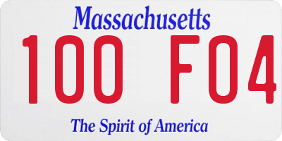 MA license plate 100FO4
