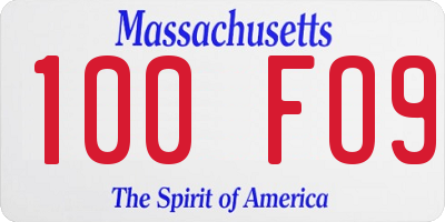 MA license plate 100FO9