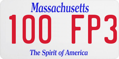 MA license plate 100FP3