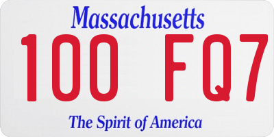 MA license plate 100FQ7
