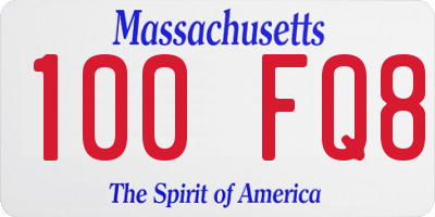 MA license plate 100FQ8