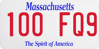 MA license plate 100FQ9