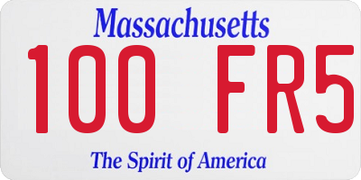 MA license plate 100FR5