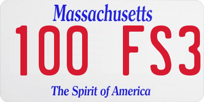 MA license plate 100FS3