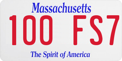 MA license plate 100FS7