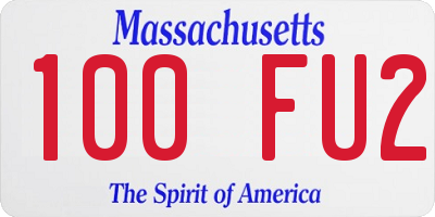 MA license plate 100FU2
