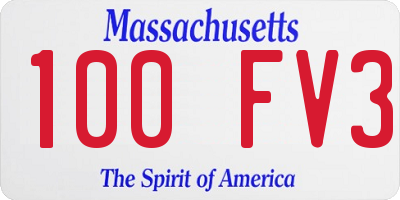 MA license plate 100FV3